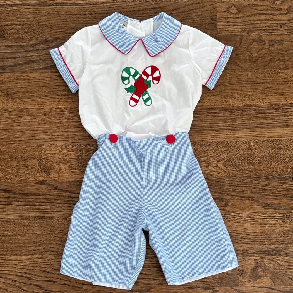 Marco & Lizzy Boys Gingham Holiday Candy Cane Set